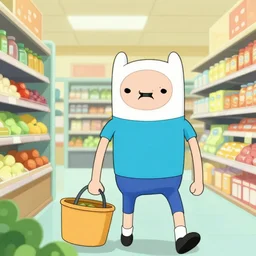 a real life finn from adventure time shopping for groceries