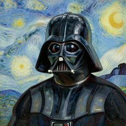 beautiful oil painting portrait of Darth Vader by Vincent van Gogh; realistic-lighting