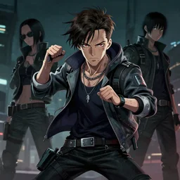 portrait of a grungy cyberpunk anime benedict cumberbatch in battle pose!!, very cute, by super ss, cyberpunk fashion, night sky by wlop, james jean, victo ngai, muted colors, highly detailed