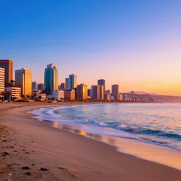 valparaiso of chile, unreal engine, digital art, sunset, sharp focus, beach, vivid color, hotline miami, clear sky