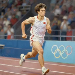 portrait of a olympic games champion running, an oil painting by ross tran and thomas kincade, studio ghibli