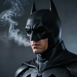 batman is smoking, portrait, close up, studio lighting
