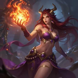 The sorceress casting a fire ball, league of legends, strong perfect bacchanalian body, highly detailed, digital painting, artstation, concept art, smooth, sharp focus, illustration, ArtStation, art by Hearthstone