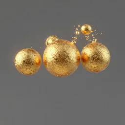 3 d golden particles render, simulation