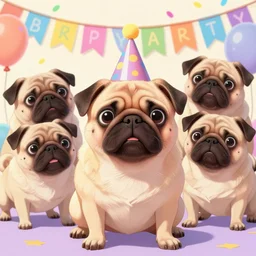 1 9 6 0 s funny comical pugs party, cartooning, digital painting, smooth, illustration, art style jack davis, pixar