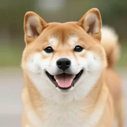 fuzzy happy shiba inu, japanese dog, medium breed, friendly, cartoon style