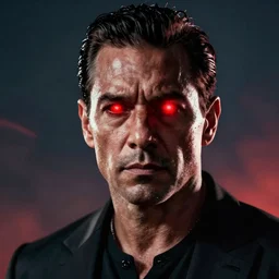 danny trejo as the terminator, glowing red eyes