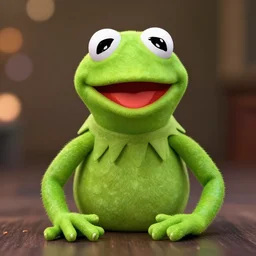 A studio portrait of Kermit the Frog, highly detailed, extremely detailed, bokeh, 90mm, f/1.4