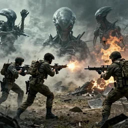 soldiers fighting against aliens, movie