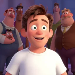 pixar cartoon character of robin williams being happy. style by petros afshar, christopher balaskas, goro fujita, and rolf armstrong.
