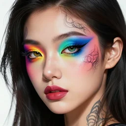 alternative gen z woman, wearing rgb make - up, deep focus, intricate, highly detailed, digital painting, artstation, concept art, matte, sharp focus, illustration, art by artgerm and greg rutkowski, wlop, artgerm, royo