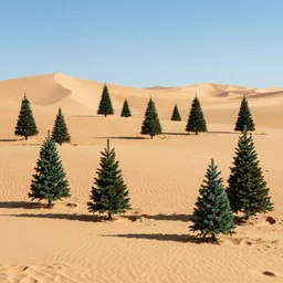 many christmas trees in desert