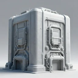 3d sculpt of a thick square industrial scifi cyberpunk building facade gun metal factory machine inspired by the matrix and star wars, by jim burns and terminator, Artstation Unreal W-960