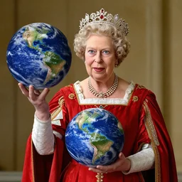 queen of england holding the earth