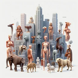 catastrophe ambigiune, pop art, pixel, ultrarealistic digital art, concept art, aesthetic details, random anatomy features animals + human + environment, random object position, smooth painting, intricate details, sharp focus, three colors, classic, paper border, 4 5 mm, 4 d, watercolor pencil + ink drawing, art by mimmo rottela and bengus and banksy