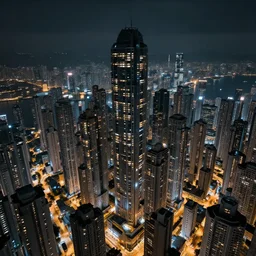 megacity, hive city, kowloon walled city, futuristic, dystopia, night time, dramatic lighting, matte painting, in style of Fenghua Zhong
