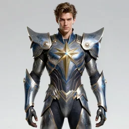 full body portrait of tyler posey as a shield magical star guardian. detailed face, concept art, intricate, highly detailed 8 k, smooth, sharp focus, handsome and aesthetic shape of face and body, artgerm, artstation, art by zexi guo and nira and junpei suzuki and gharliera and rinotuna