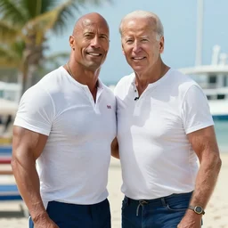film still of joe biden as dwayne johnson in baywatch movie 2 0 1 7, 8 k