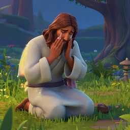 jesus shedding tears at the garden of gethsemane, fortnite style