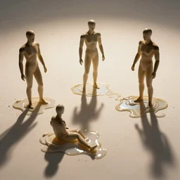 mannequins melting in the heat, photograph, hyperrealism, realistic shadows, dynamic reflections, 4k, ultra quality