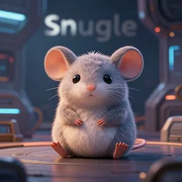 cute scifi animal called 'snuggle mouse', digital art, adorable, relaxing on a table, cuddly, scifi background, dramatic lighting, octane render, unreal engine