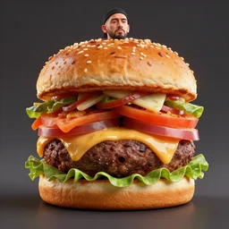 pizza burger, anthropomorph, 4 k high res, octane render, eminem