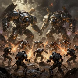 zerglings killing the terran soldiers, set in the starcraft universe, in an epic and bloody battle, beautiful painting