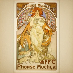 art nouveau poster advertising a cat cafe by alphonse mucha, antique canvas texture