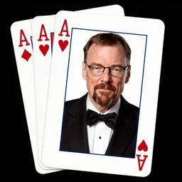 Walter White in the style of a poker playing card