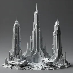 3 d sculpt of a minimalist cyberpunk futurist architecture evil gothic tron arcane ruins, warhmmer 4 0 k scifi tower spaceship inspired by the matrix, lotr, star wars, ilm, beeple, star citizen halo, mass effect, starship troopers, elysium, the expanse, high tech industrial, artstation unreal