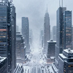 snowstorm in a cyberpunk city, digital art, synthwave, artstation, detailed, high quality
