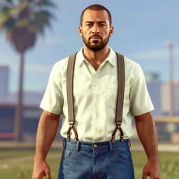 steve smith jr in plad outfit with suspenders grand theft auto 5 cover art, epic, 4 k resolution, extremely detailed, very sharp, artstation, digital art, vibrant,