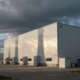 secret manufacturing facility. exterior.