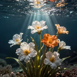 image of flowers underwater, art by david lachapelle