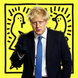 boris johnson in the style of keith haring