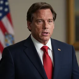 Cinematic still of Florida Governor Ron DeSantis in a political thriller, Man of the Year