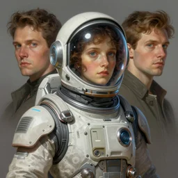 Spaceman futuristic portrait, highly detailed, digital painting, artstation, concept art, smooth, sharp focus, illustration, art by artgerm and greg rutkowski and alphonse mucha
