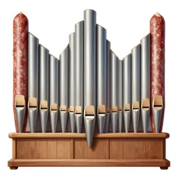 an organ with salami for pipes