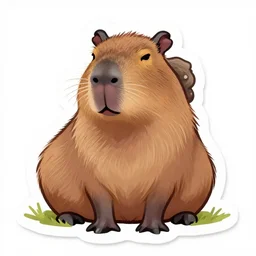 a masterpiece illustration of a funny capybara for a sticker