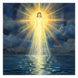 A painting named A river of light that leads to God in colaboration with Studio Ghibli,