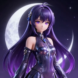 Yukari Yuzuki Eclipse Moon (Kuroyu) , digital art , 3D , rendered , shiny