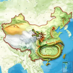 There is a dragon on the map of China