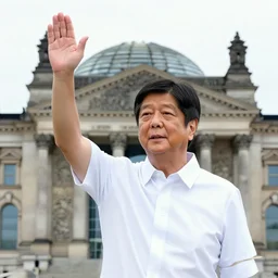 bongbong marcos raising his right hand in the reichstag,