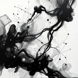 transparent acrylic brush strokes, abstract, fine art pencil lines, chaos on canvas, award winning painting, black smoke, rule of thirds, transparent artwork, transparent holes, by chiara bautista and beksinski and norman rockwell and tom bagshaw