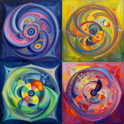 4 k hd, high resolution painting of varied geometrical shapes, fractalism, abstract art, full colour, trending on artstation