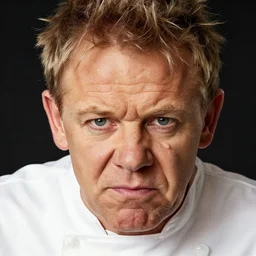 closeup shot of gordon ramsay looking angry, high quality photo, pinterest