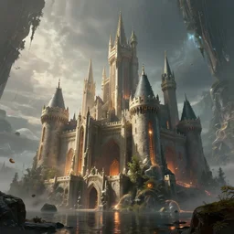 a futuristic castle in a alien world inspired by half - life, artstation, volumetric light, high detail, reflections, perfect, concept art, hdr, 4 k