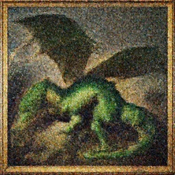 majestic painting of a green basilisk by Michelangelo Merisi da Caravaggio