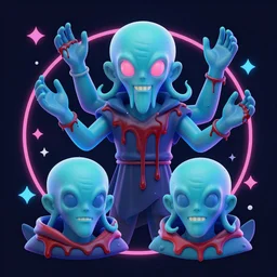 4 k stylized neon headshot of godlike cthulhu with defined arms and open hands and bloody clothes with giant mandala wings, intricate face, flawless anime cel animation by kentaro miura, psychedelic, highly detailed upper body, professionally post - processed, beautiful, scary, symmetry accurate features, epic, octane rendered, anime masterpiece, accurate
