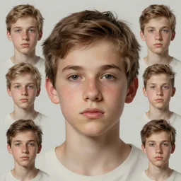 portrait of a teenager boy, long face, brown hair, very short hair, detailed, hyperrealistic, realistic, symmetrical, by anato finnstark, by alena aenami, by john harris, by ross tran, by wlop, by andreas rocha